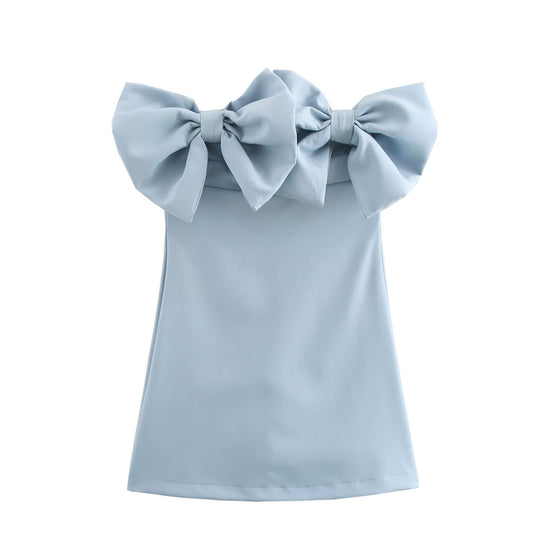 Fall Women Clothing Graceful Fashionable Bowknot Decoration Tube Top Dress