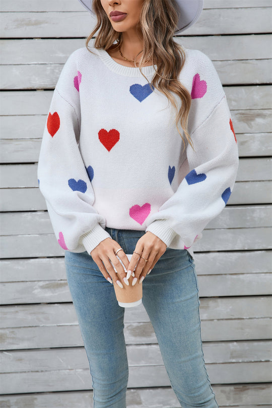 Winter Clothes Women Clothing Sweater Love Valentine Day Round Neck Pullover Peach Heart Sweater Women