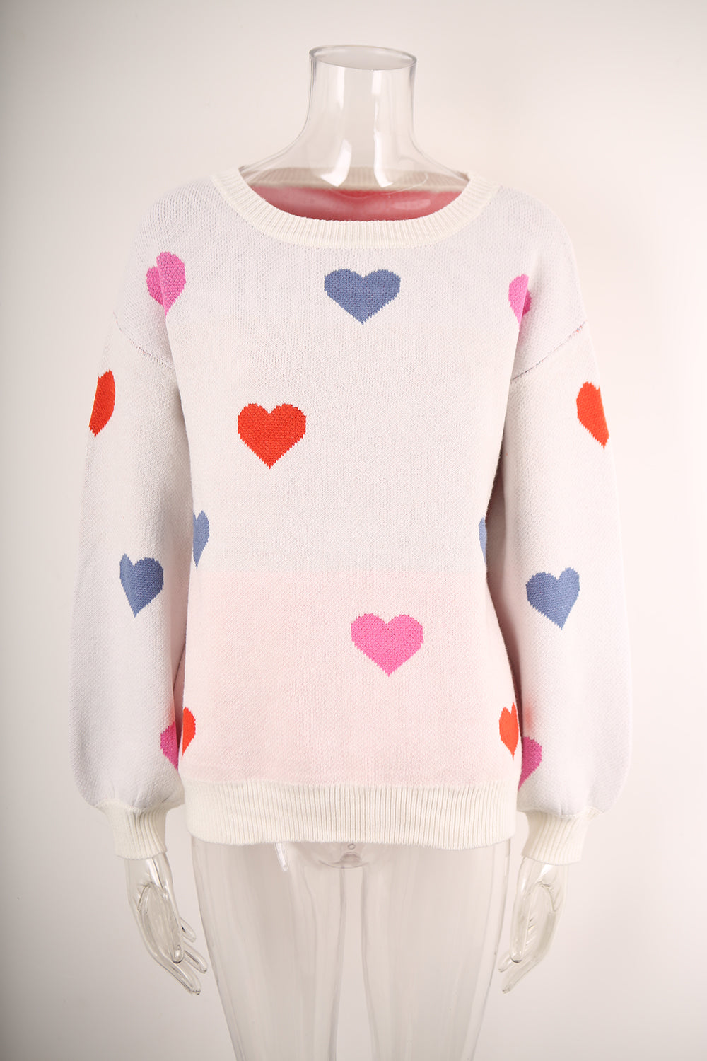 Winter Clothes Women Clothing Sweater Love Valentine Day Round Neck Pullover Peach Heart Sweater Women