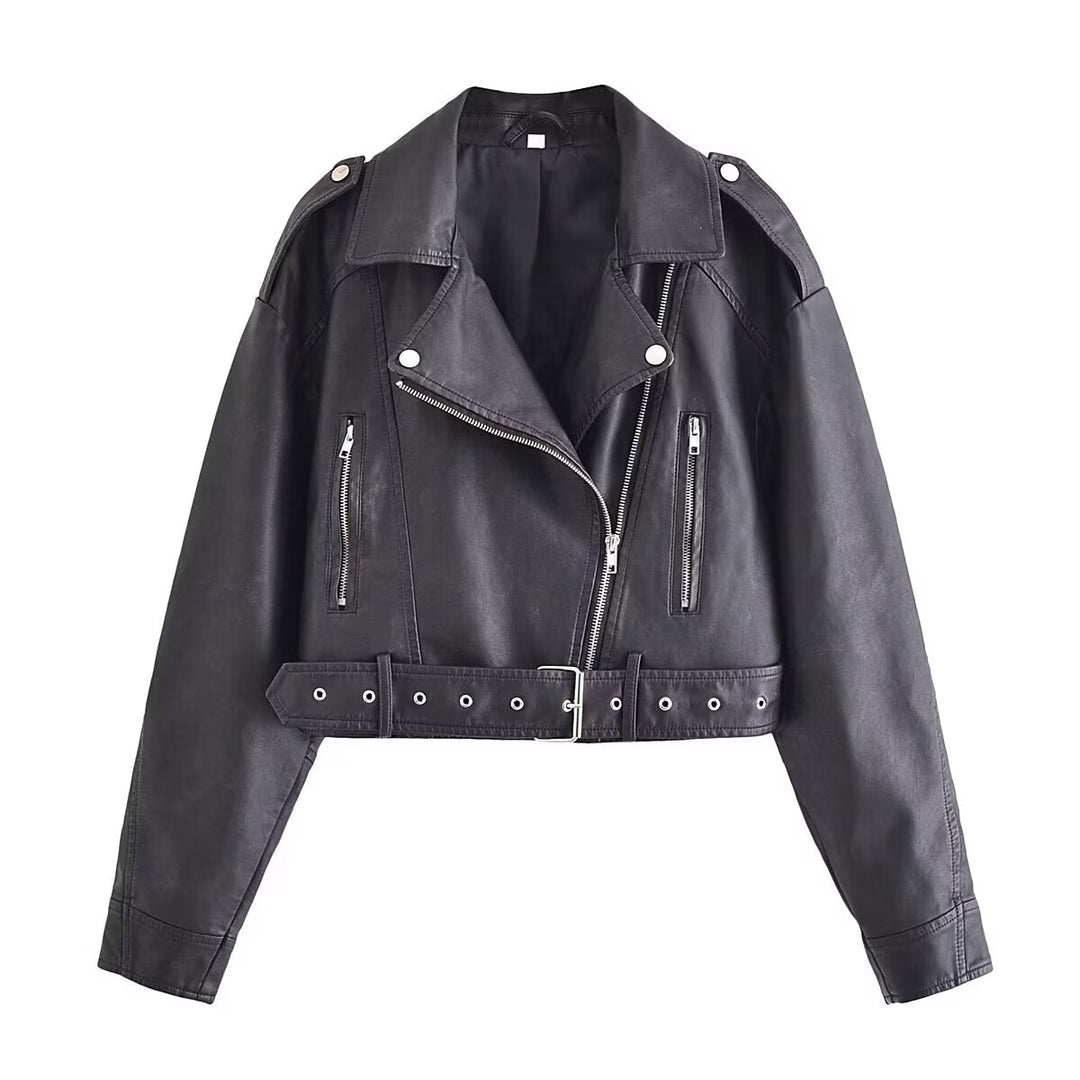 Spring Women's Faux Leather Motorcycle Jacket Jacket Women