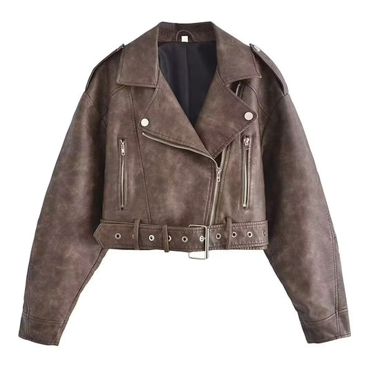 Spring Women's Faux Leather Motorcycle Jacket Jacket Women