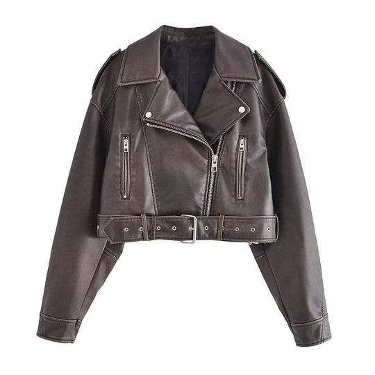 Spring Women's Faux Leather Motorcycle Jacket Jacket Women