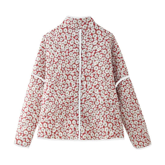 Fall Women Clothing Stylish Simple Casual Little Daisy Cotton Jacket Coat