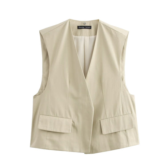 Autumn Women Clothing Street Casual Vest Stacked Coat