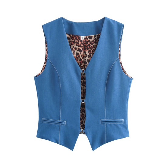 Autumn Two Color Stretch Women Denim Vest