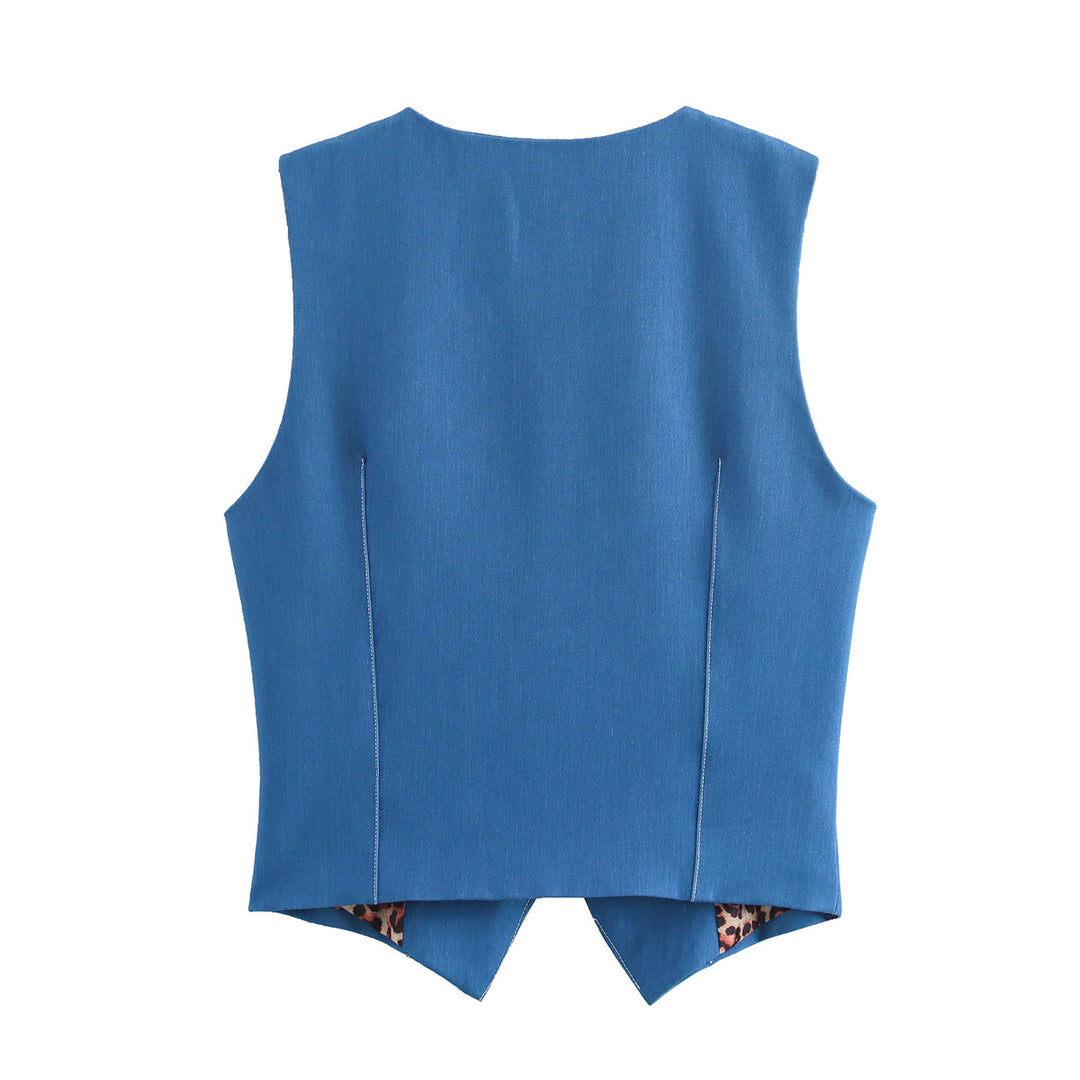 Autumn Two Color Stretch Women Denim Vest