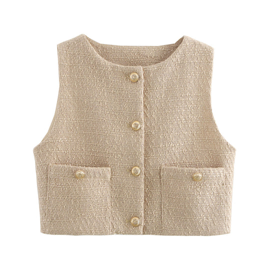 Autumn Women Clothing Street Casual Woolen Top Vest