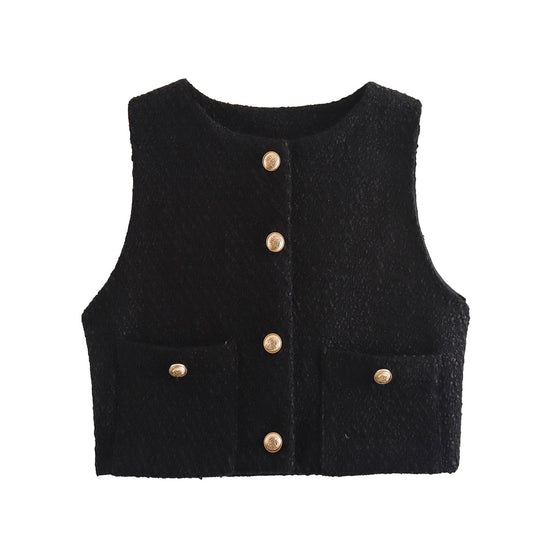 Autumn Women Clothing Street Casual Woolen Top Vest