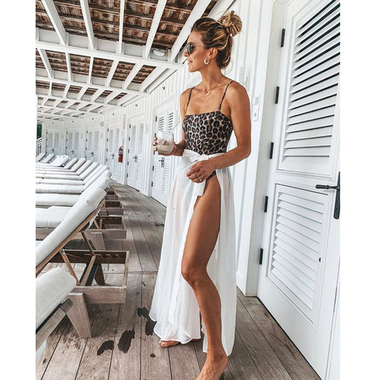 Spring Summer Wear Solid Color Long Bottom Strap Beach Dress Blouse Holiday Skirt