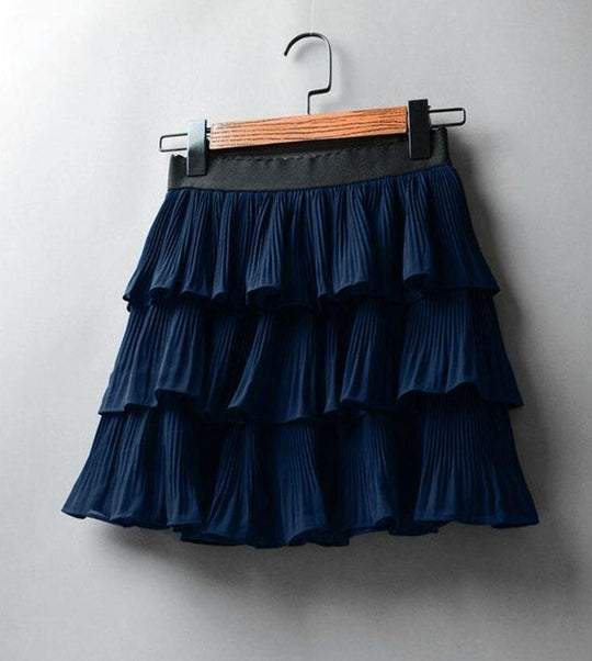 Women Chiffon Skirt Sweet Anti Exposure Tiered Dress Casual All Matching Elastic Waistband Fairy Pleated Skirt