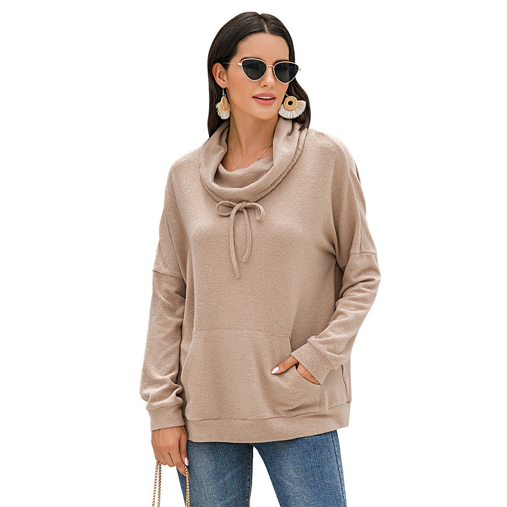 Autumn Winter Cashmere Loose Long Sleeve Solid Color Pullover Sweatshirt Plush Top Women