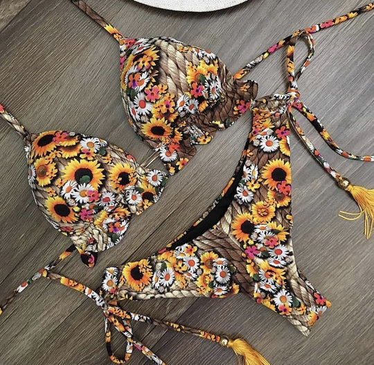 Split Women Printed Swimsuit Swimsuit Sexy Triangle Bikini