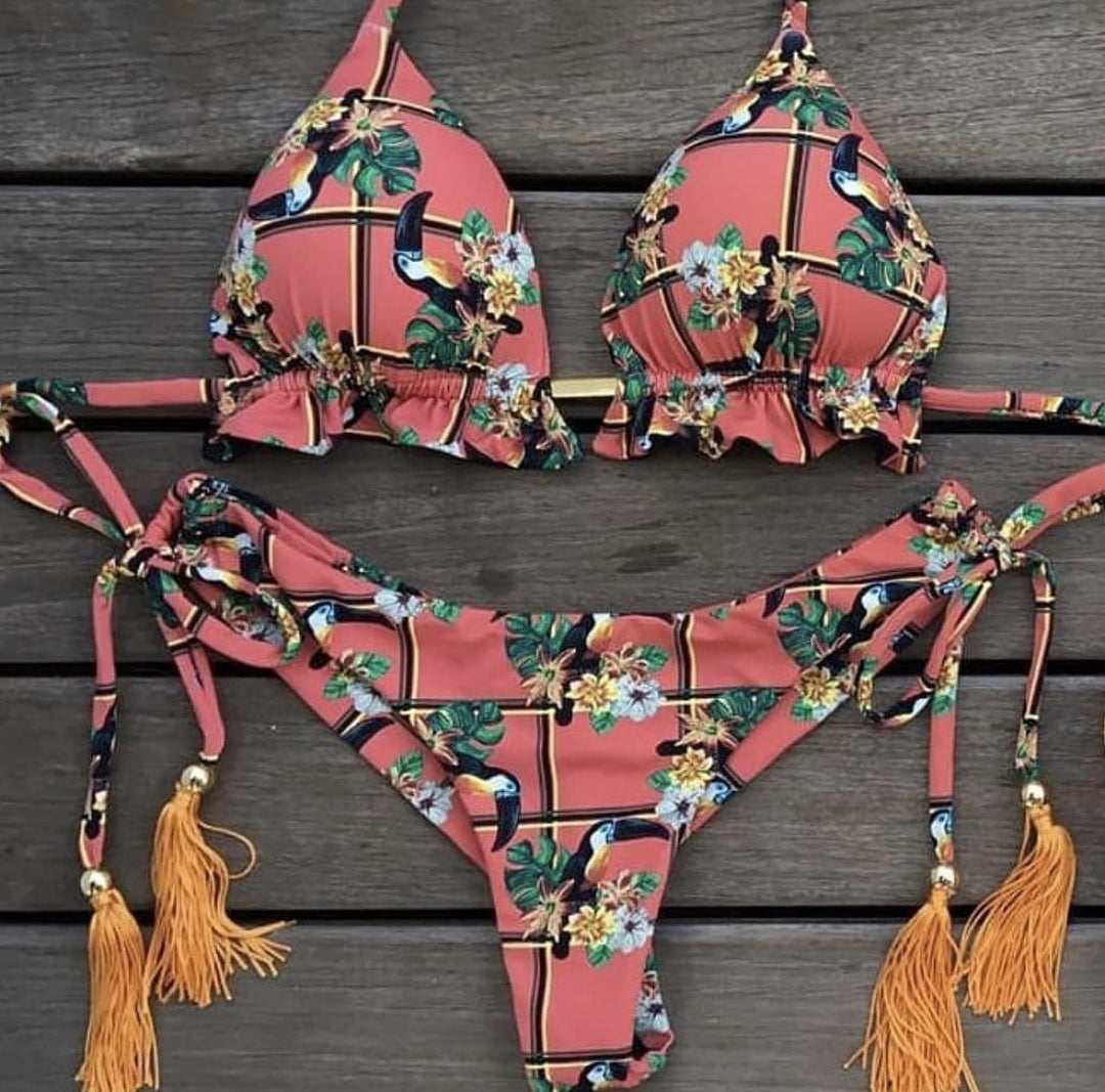 Split Women Printed Swimsuit Swimsuit Sexy Triangle Bikini