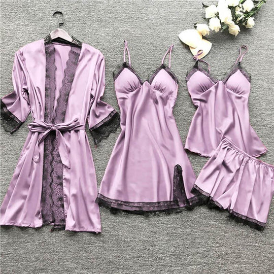 Midnight Charm Sexy Pajamas Summer Sexy Pajamas Four Piece Korean Strap Women Chest Pad