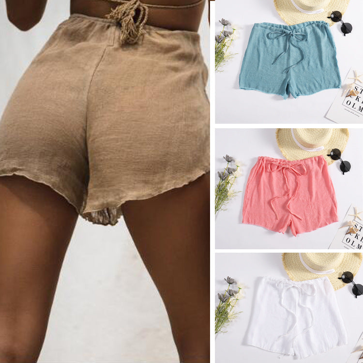 Sports Shorts Lightweight Breathable Casual Loose Beach Short Drawstring Beach Pants Ladies Home Pants