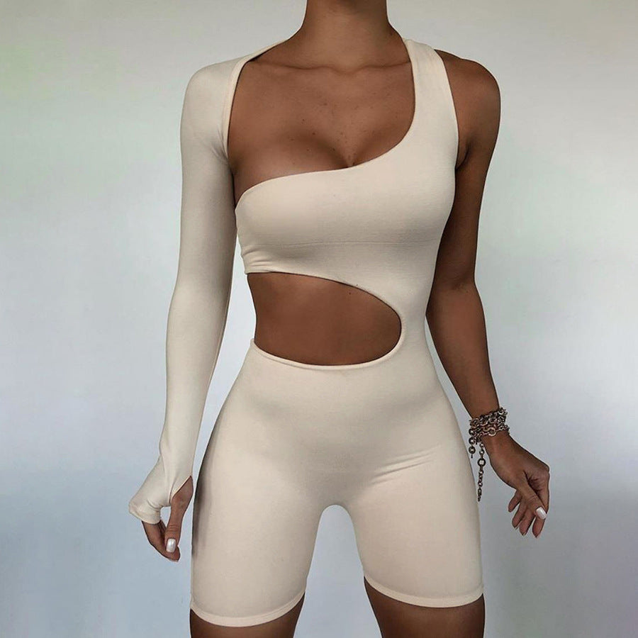 Women Clothing Spring Long Sleeve Sexy Hollow Out Cutout Sports Romper