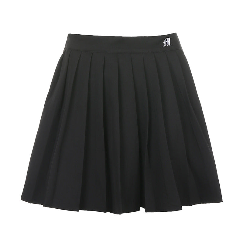 Street Women Clothing Sexy College Small Embroidered Letter Graphic Pleated Skirt for Women