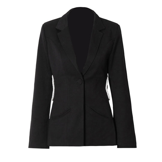 Small Waist Tight Slimming Blazer Hollowed-out Cropped Outfit Design Slim Fit Coat for Women