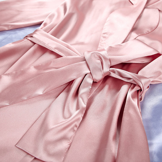 Autumn Winter Satin Satin Satin Pink Nightgown Wedding Pajamas Women High-End Fashion Artificial Silk Morning Gowns Home Wear