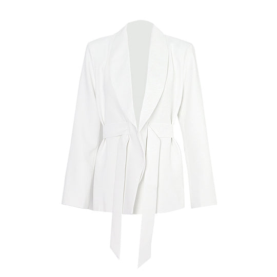White Suit Women Trendy Office Design Wide-leg Pants Two-piece Set