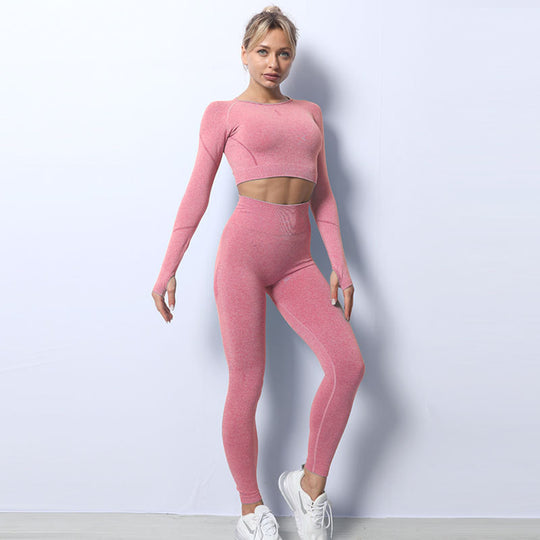 Seamless Knitted Yoga Set Breathable Autumn Winter Sports Top Trousers Fitness Clothing for Women