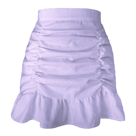 Skirt Solid Color Pleated Ruffled Zipper Skirt High Waist Sheath FishtailSkirt