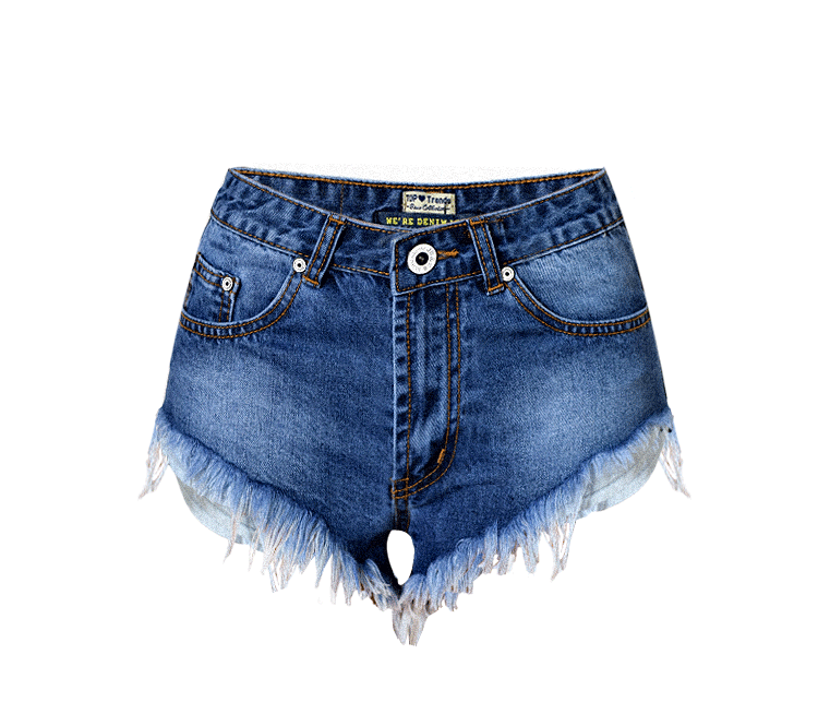 Personalized High Waist Wash Brushed White Denim Cut Burrs Pocket Shorts Slimming