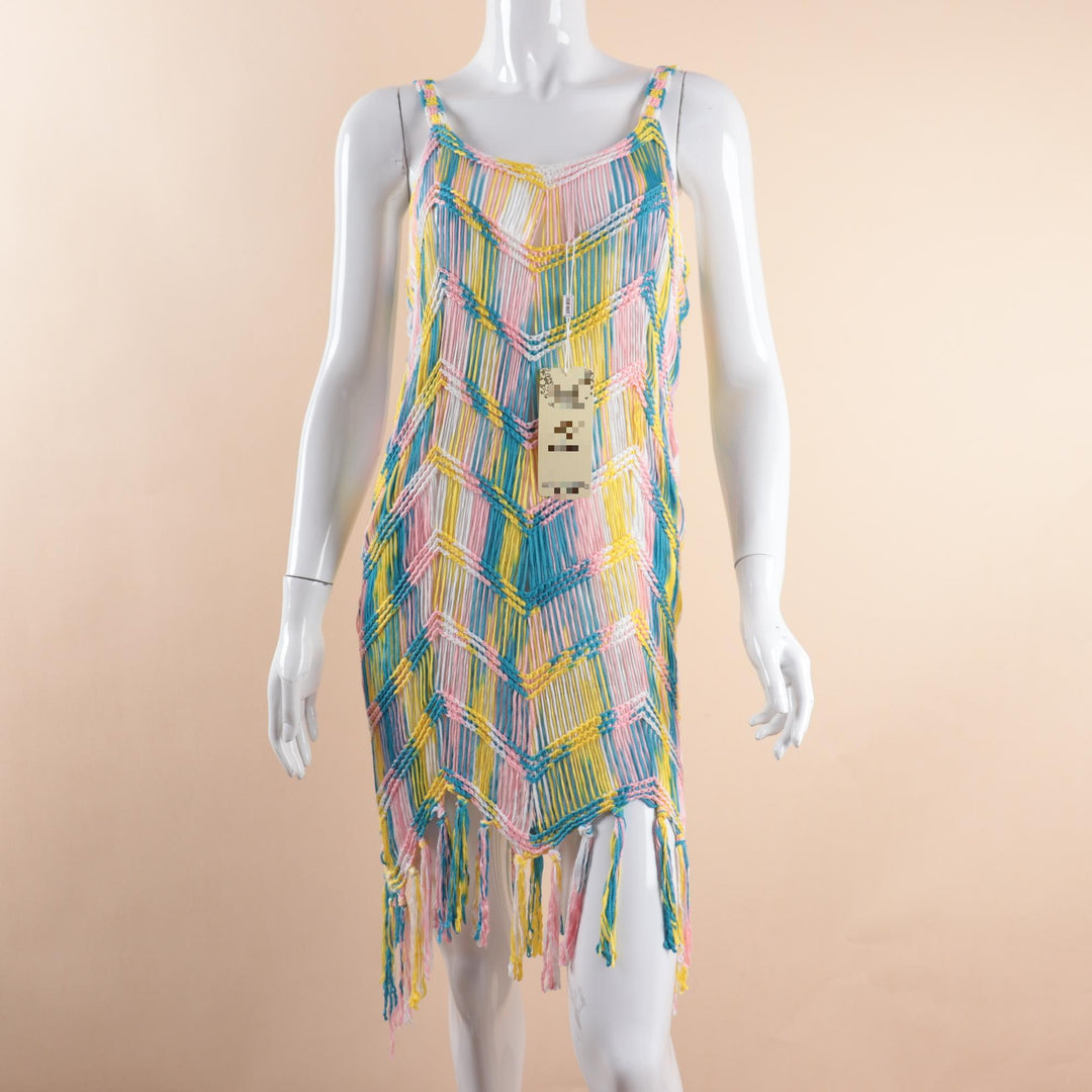 Summer Design Women Breathable Crochet Vest with Tassel Crochet Beach Skirt