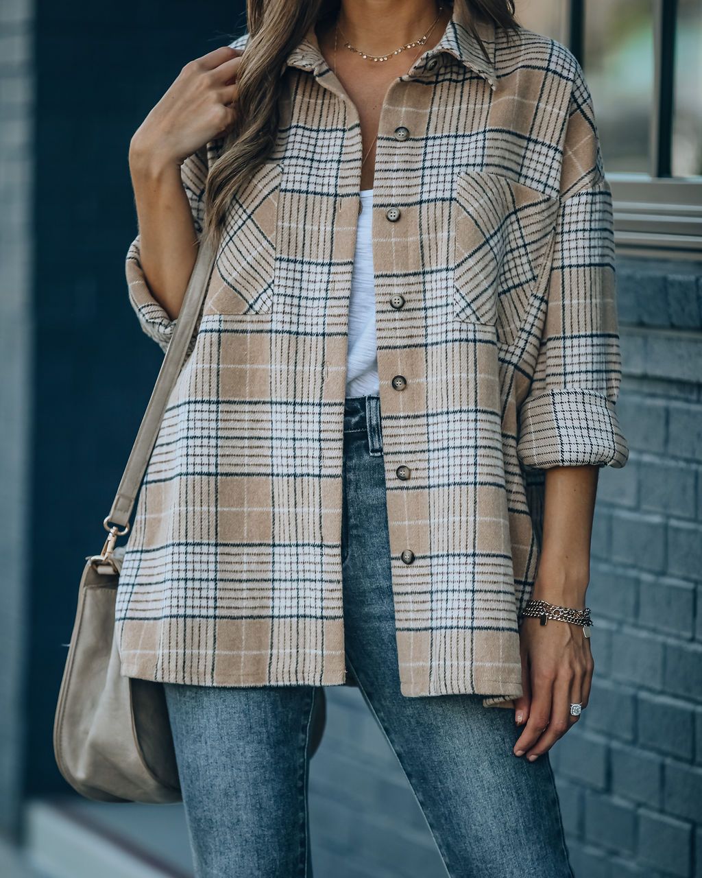 Spring Plaid Jacket Long-Sleeved Collared Loose Women Shirt