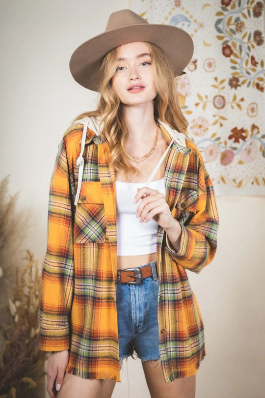 Womens Autumn Winter Casual Plaid Shackets Button Down Pocketed Shirt Jacket Coats Long Sleeve Boyfriend Shirt with Pocket Coats Shacket Outwear