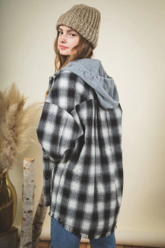 Womens Autumn Winter Casual Plaid Shackets Button Down Pocketed Shirt Jacket Coats Long Sleeve Boyfriend Shirt with Pocket Coats Shacket Outwear