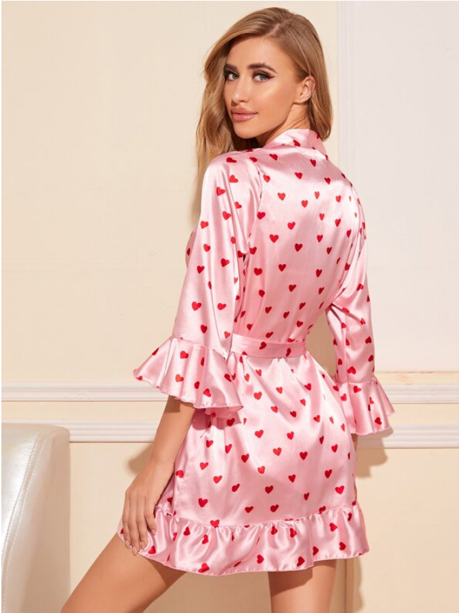 Summer Sexy Pajamas Home Wear Striped Robe Artificial Silk Leopard Printing Bathrobe Outerwear Gown Three-Point Suit