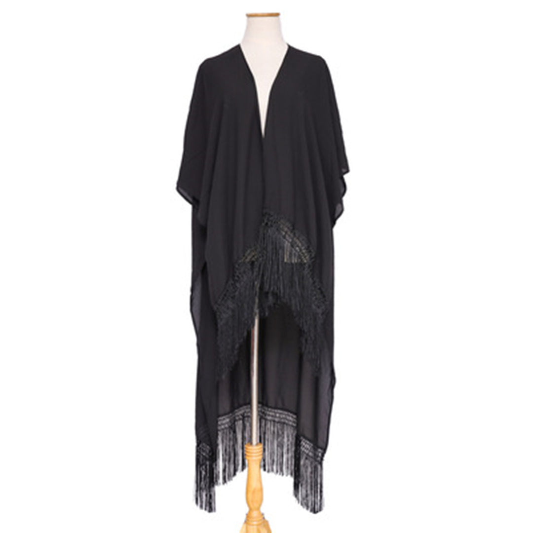 Spring Summer Street Solid Color Tassel Sun Proof Mid Length Casual Sun Protection Clothing