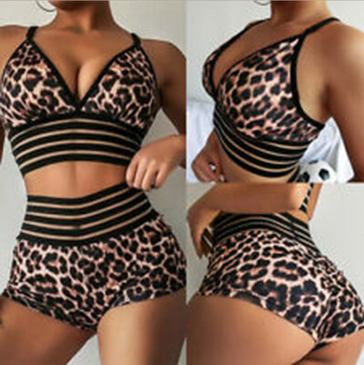 Leopard Print Printed Sexy Bikini High Waist Women Seperated Swimwear