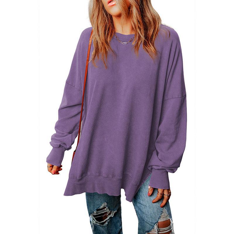 Simple Solid Color Loose Pullover Top Women Autumn Multicolor Minimalism All Matching Hoodie