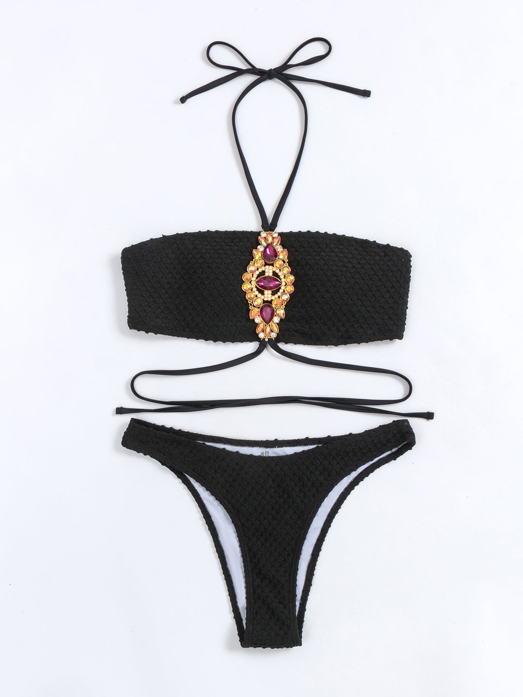 Bikini Color Big Diamond Chain Split Swimsuit Sexy Bikini Women Swimsuit