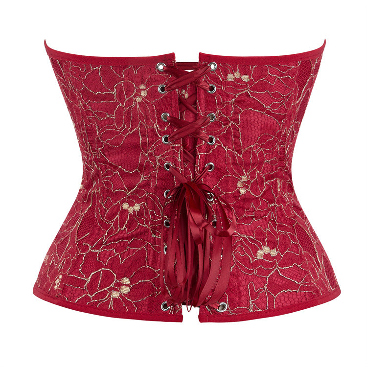 Dark Red Women Waist Chest Support with Cup Court