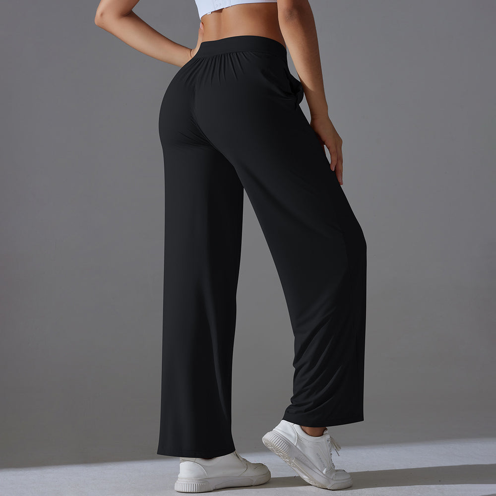 High Waist Cool Feeling Sun Proof Trousers Sports Drawstring Wide Leg Pants Loose Nude Feel Trousers All Matching Fitness Yoga Pants Women