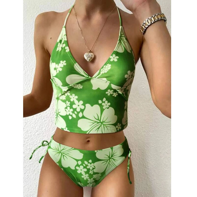 Swimsuit Lady Sexy Printed High Waist Bikini Split Swimsuit Bikini