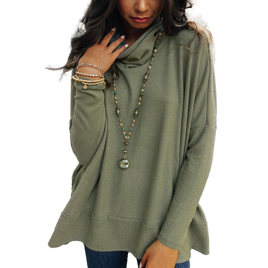 Fall Solid Color Pullover Long Sleeve Top for Women Long Casual Loose Slim Fit Sweater for Women