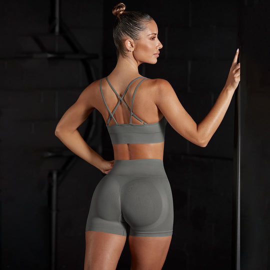 Seamless Sexy Beauty Back Bra Vest Shorts Peach Hip Yoga Clothes Sports Running Fitness Pants