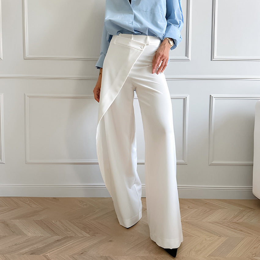 White Stitching Office Wide Leg High Waist Casual Pants Autumn Arrival Women Trousers