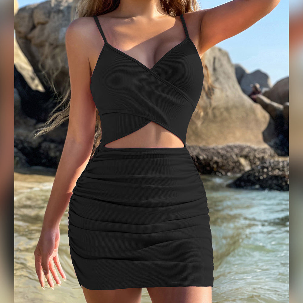 Women Clothing Cross Hollow Out Cutout out Camisole Dress