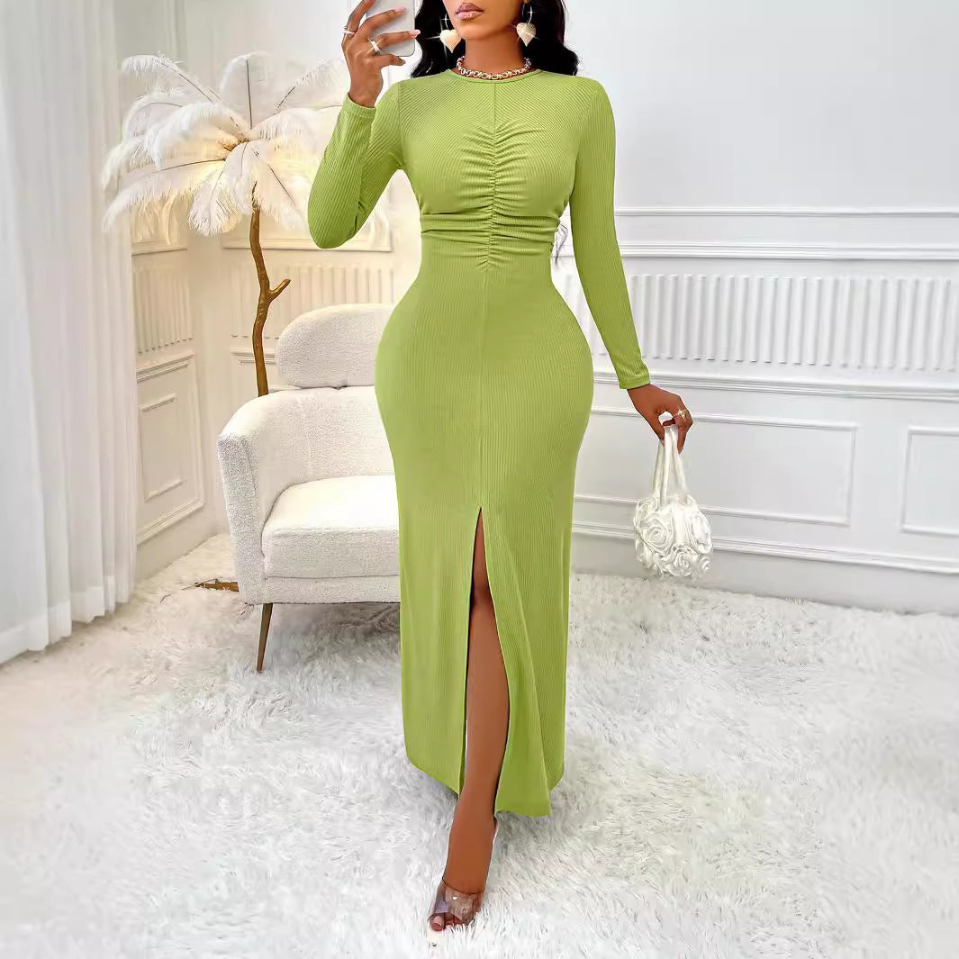 Women Clothing Package Hip Advanced Solid Color Dress Autumn Winter