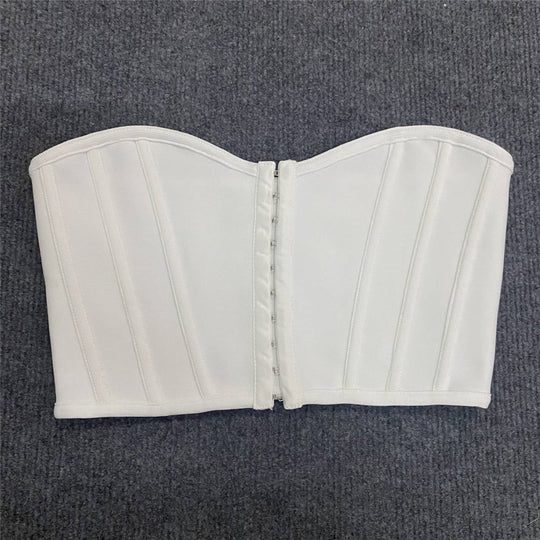 Women Clothing Sexy Tube Top Exposed Cropped Boning Corset Off Shoulder Cinched Waist Slim Fit Bandage Small Top