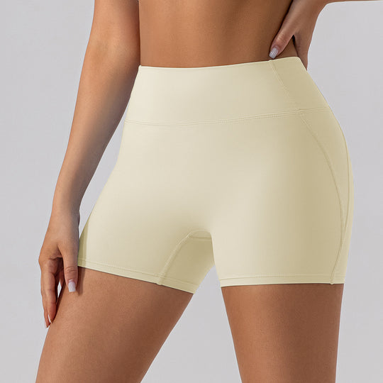 Hip Raise High Waist Yoga Shorts Women Running Slim Fit Sports Shorts Nude Feel Outer Wear Training Belly Contracting Fitness Pants