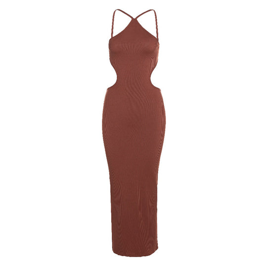 Maxi Spring Summer Women Maxi Sexy Backless Lace up Halter Sheath Slim Dress Women