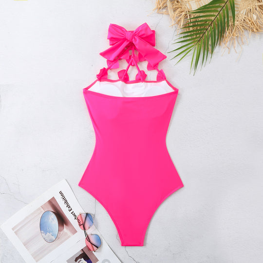 Solid Color One Piece Swimsuit for Women Tube Top Swimsuit One Piece