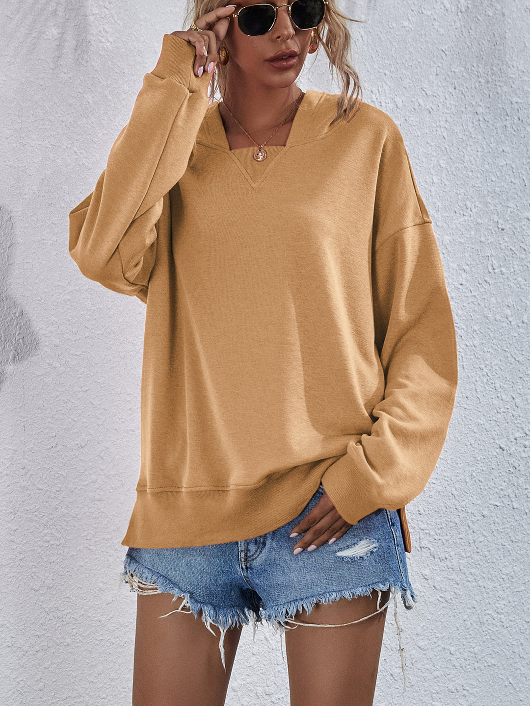 Women Clothing Autumn Winter Brushed Hoody Women Hooded Casual Loose Top