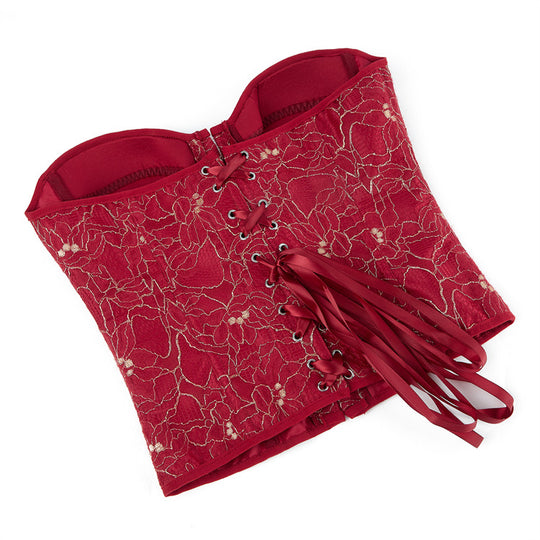 Dark Red Women Waist Chest Support with Cup Court